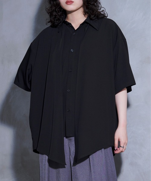 Ellno Loset(エルノロゼット)の「【黒色コラボ】ドレープアシメレイヤードシャツ(シャツ/ブラウス・メンズ・ブラック/オフホワイト・MEDIUM/SMALL/LARGE)」の22枚目の写真