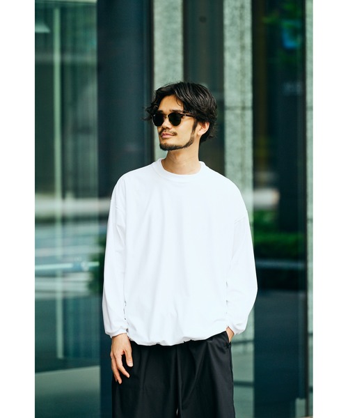 SUNNY SPORTS(サニースポーツ)の「SUNNY SPORTS / サニースポーツ DRAWSTRING BIGGEST CREW L/S TEE Primeflex ドローストリングTシャツ(Tシャツ/カットソー・メンズ・ホワイト/ブラウン/ブラック/オリーブ・LARGE/MEDIUM)」の2枚目の写真