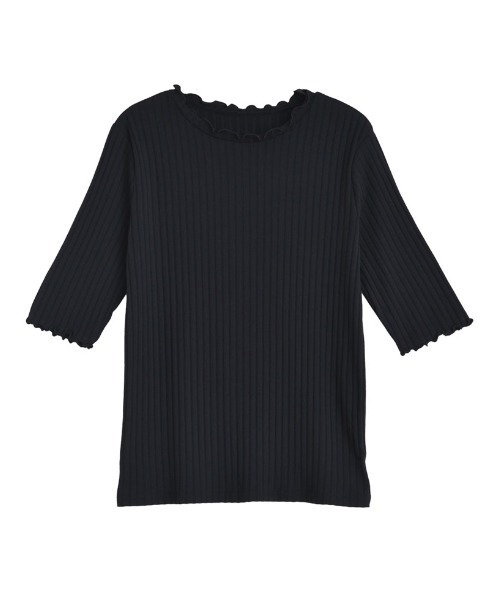 Re:EDIT(リエディ)の「リブカットソー半袖Tシャツ(Tシャツ/カットソー・レディース・ホワイト×ブラック/アイボリー/レッド/ブラック/ブルー/カーキ/グレイッシュベージュ/ブラック×ホワイト・MEDIUM/X-LARGE/LARGE)」の16枚目の写真