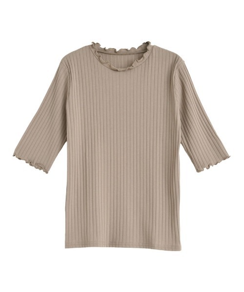Re:EDIT(リエディ)の「リブカットソー半袖Tシャツ(Tシャツ/カットソー・レディース・ホワイト×ブラック/アイボリー/レッド/ブラック/ブルー/カーキ/グレイッシュベージュ/ブラック×ホワイト・MEDIUM/X-LARGE/LARGE)」の19枚目の写真