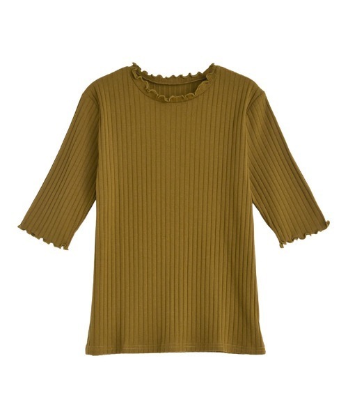 Re:EDIT(リエディ)の「リブカットソー半袖Tシャツ(Tシャツ/カットソー・レディース・ホワイト×ブラック/アイボリー/レッド/ブラック/ブルー/カーキ/グレイッシュベージュ/ブラック×ホワイト・MEDIUM/X-LARGE/LARGE)」の21枚目の写真