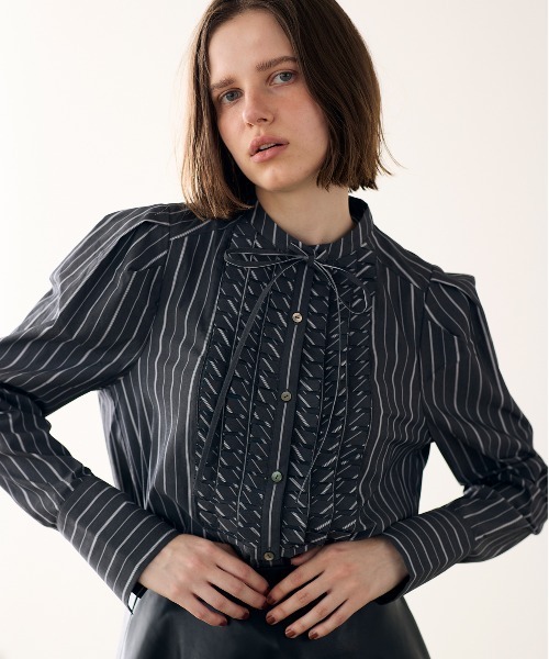 tuck frill strip blouse（シャツ/ブラウス）｜Marilyn Moon（マリリン