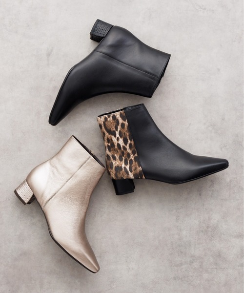 HIMIKO（ヒミコ）の「【HIMIKO】【撥水】ポインテッドトゥショートブーツ/651402（ブーツ・レディース・ゴールド/ブラック/ブラック系その他・22.0cm/23.0cm/24.0cm/25.5cm/22.5cm/23.5cm/24.5cm/25.0cm）」の2枚目の写真