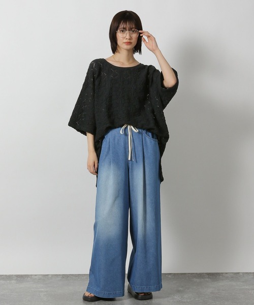 LAKOLE（ラコレ）の「【接触冷感】ドロストデニム / 572120（デニムパンツ・レディース・ブラック/インディゴブルー/ライトインディゴブルー・FREE）」の14枚目の写真