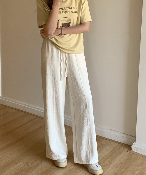 gossip!ロサンゼルス(ゴシップロサンゼルス)の「センターステッチ ドロストパンツ(その他パンツ・レディース・ライトブルー/ブラック/オフホワイト/ライトイエロー・S/M)」の2枚目の写真