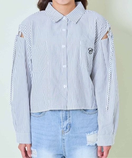 GORGE(ゴージ)の「《オープンショルダー×リボン》レディース シャツブラウス 抜け感トップス 春夏秋(シャツ/ブラウス・レディース・オフホワイト/ホワイト×ブラック/ブルー/ピンク・F)」の16枚目の写真