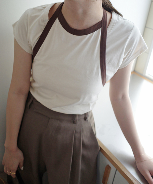 SLOBE IENA（スローブイエナ）の「《2枚セット》Plus by ONIT/オニット SLOBE別注 レイヤードセットTシャツ（Tシャツ/カットソー・レディース・ベージュ系その他/スカイブルー・FREE）」の2枚目の写真