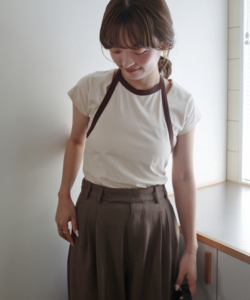 SLOBE IENA（スローブイエナ）の「《2枚セット》Plus by ONIT/オニット SLOBE別注 レイヤードセットTシャツ（Tシャツ/カットソー・レディース・ベージュ系その他/スカイブルー・FREE）」の3枚目の写真