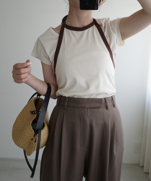 SLOBE IENA（スローブイエナ）の「《2枚セット》Plus by ONIT/オニット SLOBE別注 レイヤードセットTシャツ（Tシャツ/カットソー・レディース・ベージュ系その他/スカイブルー・FREE）」の4枚目の写真