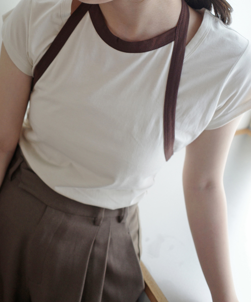SLOBE IENA（スローブイエナ）の「《2枚セット》Plus by ONIT/オニット SLOBE別注 レイヤードセットTシャツ（Tシャツ/カットソー・レディース・ベージュ系その他/スカイブルー・FREE）」の7枚目の写真