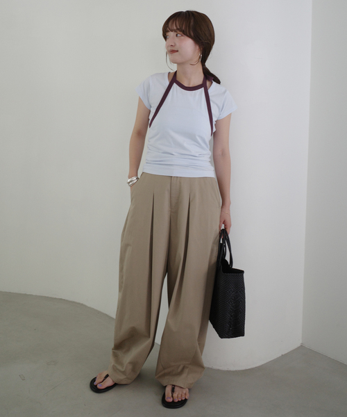 SLOBE IENA（スローブイエナ）の「《2枚セット》Plus by ONIT/オニット SLOBE別注 レイヤードセットTシャツ（Tシャツ/カットソー・レディース・ベージュ系その他/スカイブルー・FREE）」の10枚目の写真