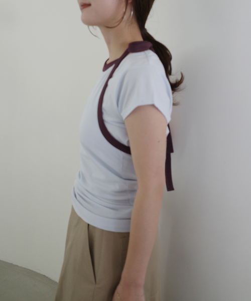 SLOBE IENA（スローブイエナ）の「《2枚セット》Plus by ONIT/オニット SLOBE別注 レイヤードセットTシャツ（Tシャツ/カットソー・レディース・ベージュ系その他/スカイブルー・FREE）」の15枚目の写真