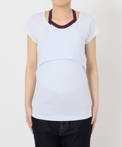 SLOBE IENA（スローブイエナ）の「《2枚セット》Plus by ONIT/オニット SLOBE別注 レイヤードセットTシャツ（Tシャツ/カットソー・レディース・ベージュ系その他/スカイブルー・FREE）」の19枚目の写真