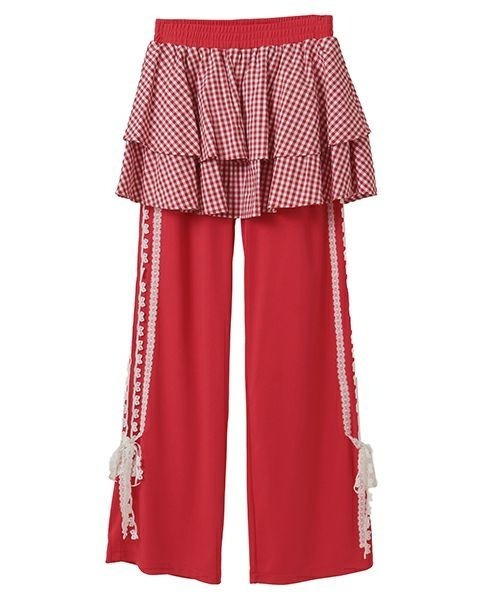 Candy Stripper（キャンディストリッパー）の「GINGHAM CHECK SKIRT LAYERED パンツ（その他パンツ・レディース・レッド/ピンク/ブラック・FREE）」の3枚目の写真