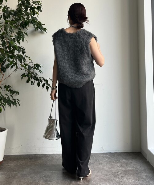 DouDou（ドゥドゥ）の「ビンテージ風タックワイドドロストパンツ（その他パンツ・レディース・チャコールグレー/ベージュ・FREE/TM）」の15枚目の写真