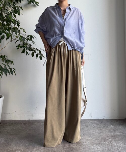 DouDou（ドゥドゥ）の「ビンテージ風タックワイドドロストパンツ（その他パンツ・レディース・チャコールグレー/ベージュ・FREE/TM）」の22枚目の写真