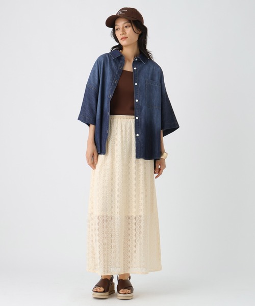 Elura（エルーラ）の「デニム5分袖シャツ / 581939（シャツ/ブラウス・レディース・ネイビー/ブルー・FREE）」の6枚目の写真