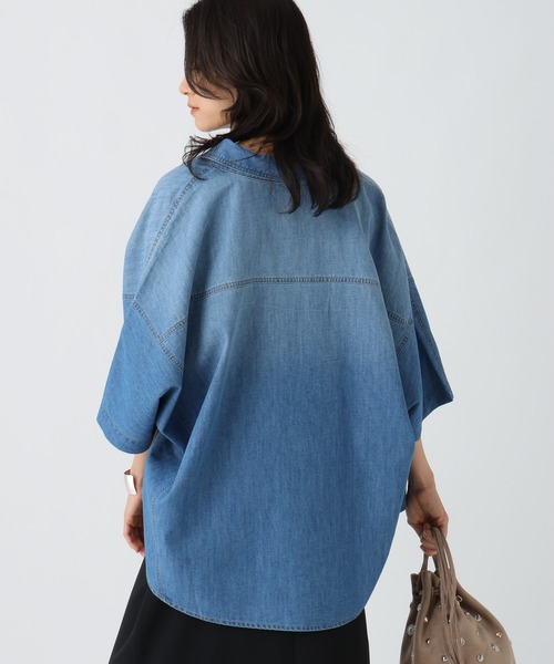 Elura（エルーラ）の「デニム5分袖シャツ / 581939（シャツ/ブラウス・レディース・ネイビー/ブルー・FREE）」の5枚目の写真