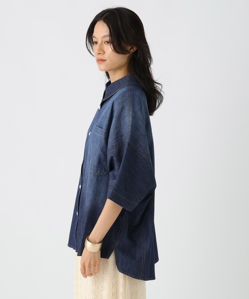 Elura（エルーラ）の「デニム5分袖シャツ / 581939（シャツ/ブラウス・レディース・ネイビー/ブルー・FREE）」の10枚目の写真