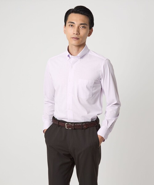 green label relaxing（グリーンレーベルリラクシング）の「ドット ジャージー ボタンダウン ドレスシャツ -ストレッチ・イージーアイロン・吸水速乾・抗菌-（ビジネスシャツ・メンズ・ライトブルー/ライラック/ネイビー・XL/S/L/M）」の3枚目の写真