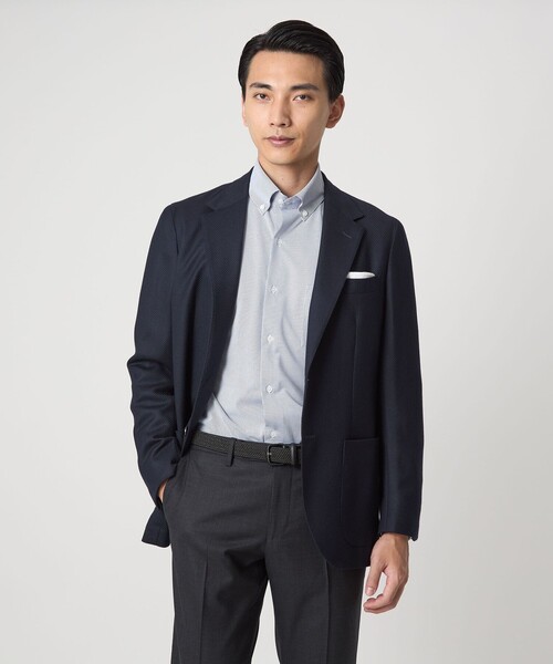 green label relaxing（グリーンレーベルリラクシング）の「ドット ジャージー ボタンダウン ドレスシャツ -ストレッチ・イージーアイロン・吸水速乾・抗菌-（ビジネスシャツ・メンズ・ライトブルー/ライラック/ネイビー・XL/S/L/M）」の4枚目の写真