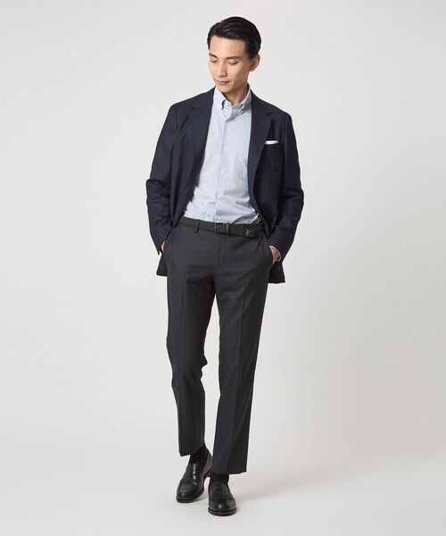 green label relaxing（グリーンレーベルリラクシング）の「ドット ジャージー ボタンダウン ドレスシャツ -ストレッチ・イージーアイロン・吸水速乾・抗菌-（ビジネスシャツ・メンズ・ライトブルー/ライラック/ネイビー・XL/S/L/M）」の5枚目の写真