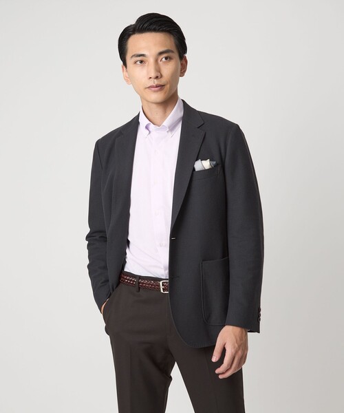 green label relaxing（グリーンレーベルリラクシング）の「ドット ジャージー ボタンダウン ドレスシャツ -ストレッチ・イージーアイロン・吸水速乾・抗菌-（ビジネスシャツ・メンズ・ライトブルー/ライラック/ネイビー・XL/S/L/M）」の6枚目の写真