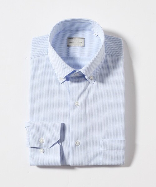 green label relaxing（グリーンレーベルリラクシング）の「ドット ジャージー ボタンダウン ドレスシャツ -ストレッチ・イージーアイロン・吸水速乾・抗菌-（ビジネスシャツ・メンズ・ライトブルー/ライラック/ネイビー・XL/S/L/M）」の13枚目の写真