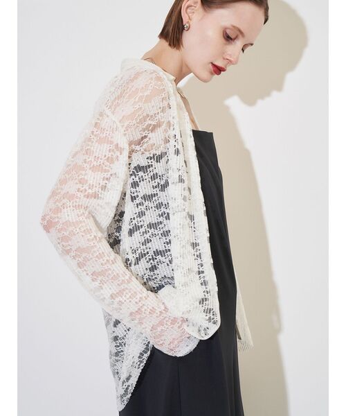 ELENDEEK(エレンディーク)の「プリーツレースシャツ(シャツ/ブラウス・レディース・グリーン/オフホワイト・FREE)」の4枚目の写真