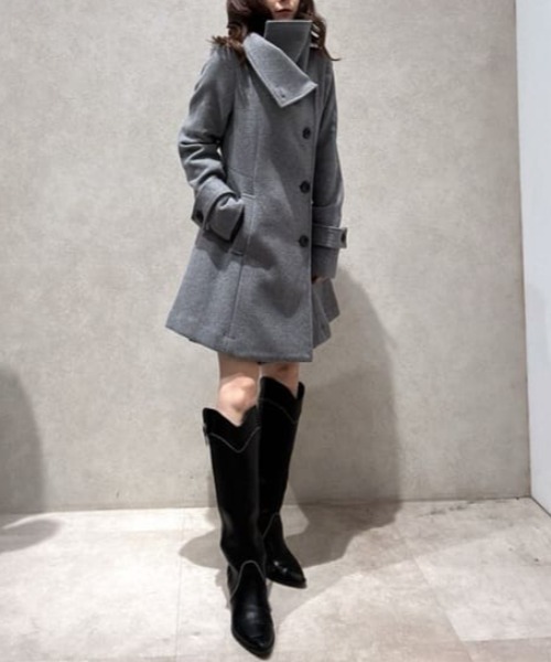 セール】25オーバーネックシンデレララインミニコート 秋服 冬服