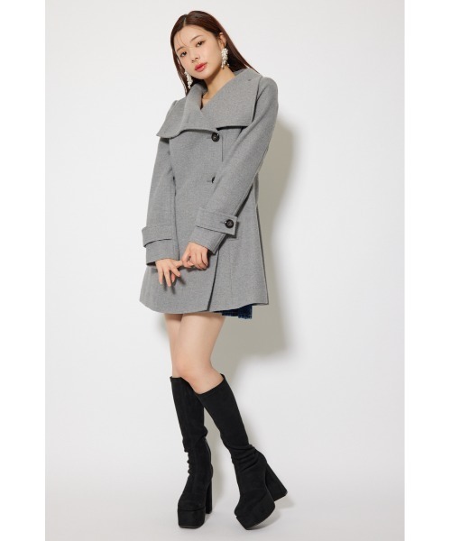 rienda(リエンダ)の「25オーバーネックシンデレララインミニコート 秋服 冬服(ステンカラーコート・レディース・グレー/ブラック/ライトベージュ/マルチ・SMALL/MEDIUM)」の16枚目の写真