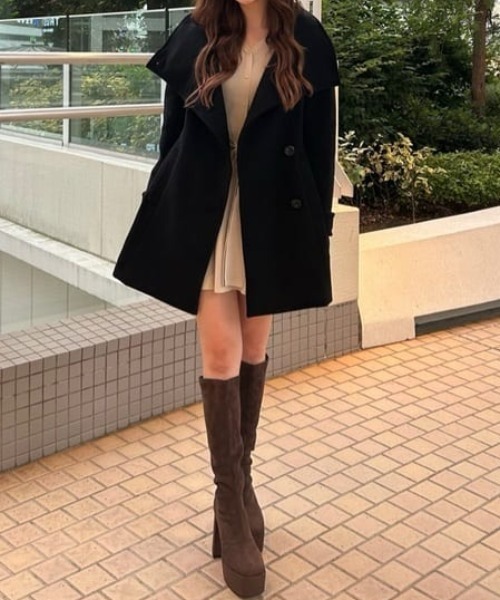 rienda 25オーバーネックシンデレララインコート 秋服 冬服 Sサイズ rienda | 25オーバーネックシンデレララインコート (コート ) |SHEL