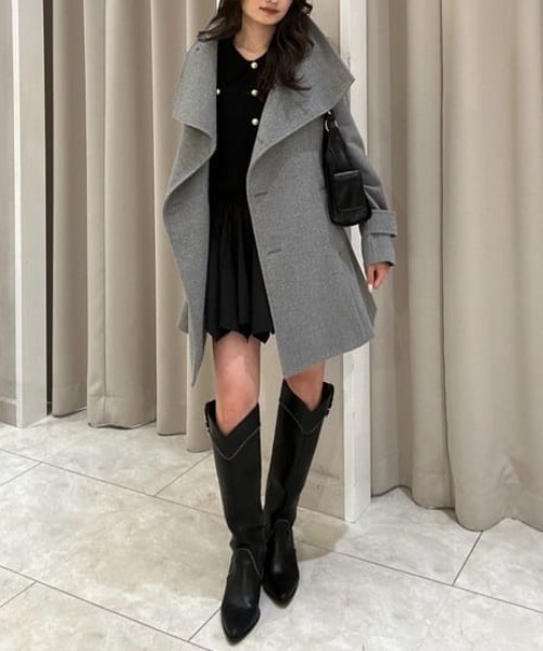 25オーバーネックシンデレララインミニコート 秋服 冬服（ステンカラー