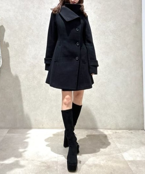 セール】25オーバーネックシンデレララインミニコート 秋服 冬服