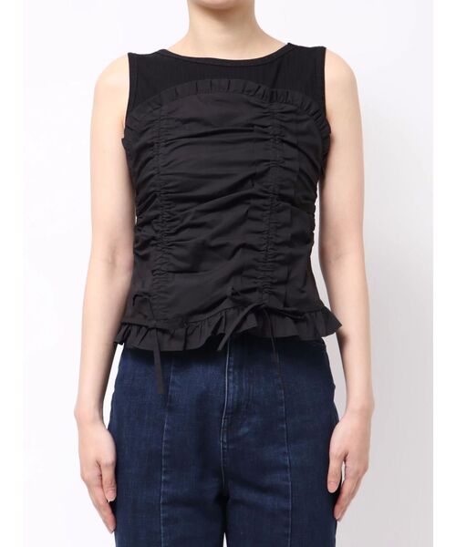 CALNAMUR（カルナムール）の「フェイクレイヤードビスチェ（Tシャツ/カットソー・レディース・ブラック/ホワイト・FREE）」の3枚目の写真