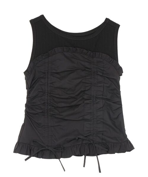 CALNAMUR（カルナムール）の「フェイクレイヤードビスチェ（Tシャツ/カットソー・レディース・ブラック/ホワイト・FREE）」の2枚目の写真