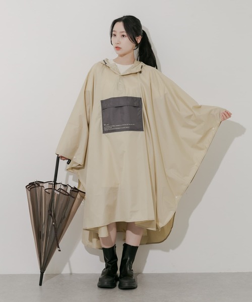 Wpc. ユニセックス バイカラーパッカブルポンチョ（レインコート