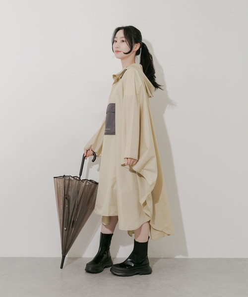 Wpc. ユニセックス バイカラーパッカブルポンチョ（レインコート