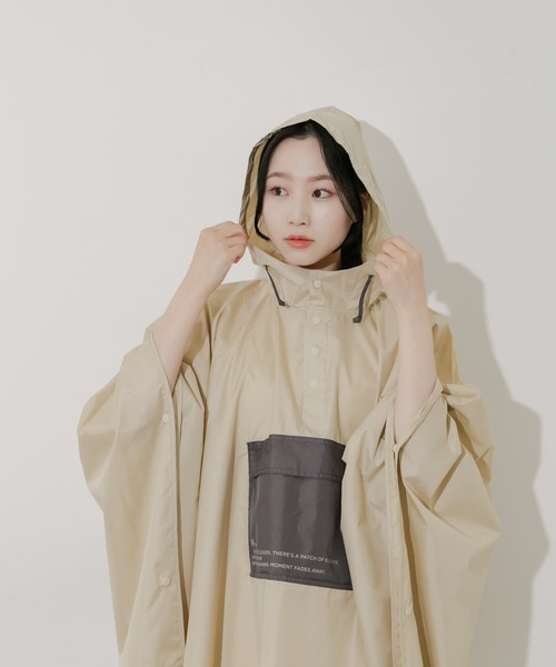 Wpc. ユニセックス バイカラーパッカブルポンチョ（レインコート