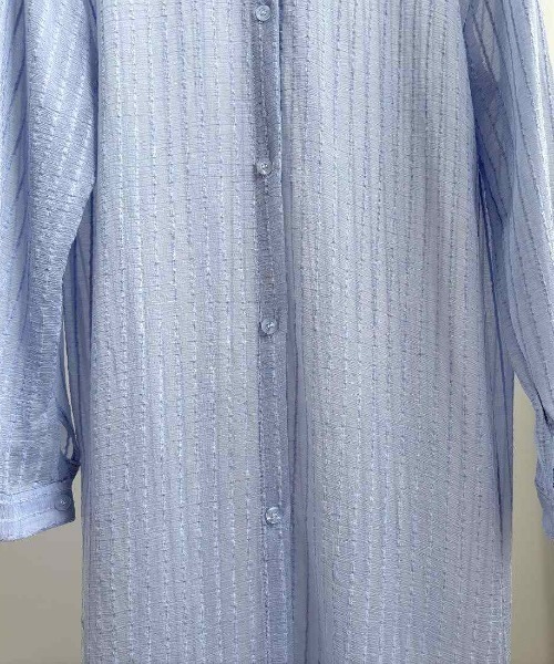 maison de LATIR(メゾンドラティール)の「長く愛用できるシアーロング丈UVカット夏服ストライプブラウス(シャツ/ブラウス・レディース・ブルー/ホワイト/グリーン/ピンク・FREE)」の11枚目の写真