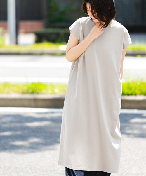 EKAL(エカル)の「製品染カットワンピース(ワンピース・レディース・ベージュ系その他/ブラウン/グレー・ONE)」の1枚目の写真