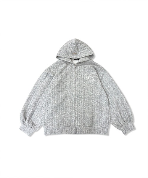 ANDGEEBEE（アンジービー）の「UNISEX カットケーブルジップパーカー（パーカー・レディース・ブラック/グレー・FREE）」の10枚目の写真