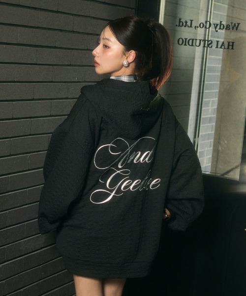 ANDGEEBEE（アンジービー）の「UNISEX カットケーブルジップパーカー（パーカー・レディース・ブラック/グレー・FREE）」の17枚目の写真