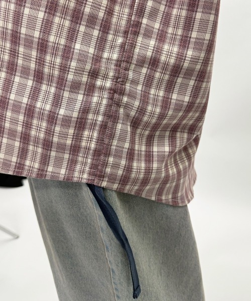 DOUBLE NAME(ダブルネーム)の「チェックフーディシャツ(シャツ/ブラウス・レディース・ピンク/ブラウン・FREE)」の6枚目の写真