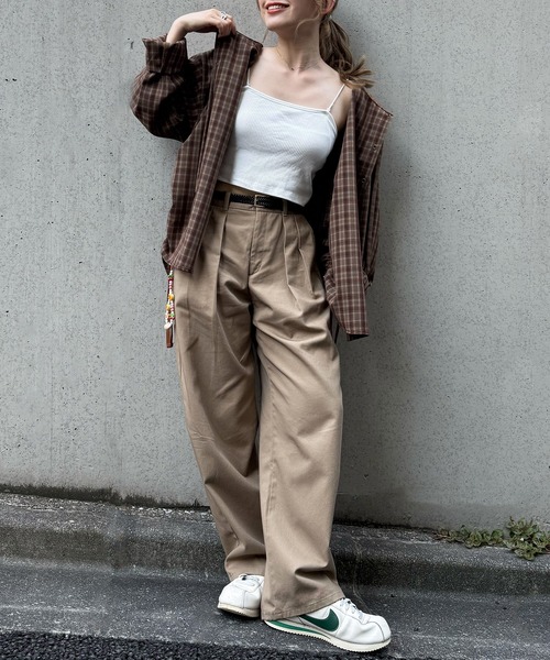 DOUBLE NAME(ダブルネーム)の「チェックフーディシャツ(シャツ/ブラウス・レディース・ピンク/ブラウン・FREE)」の13枚目の写真