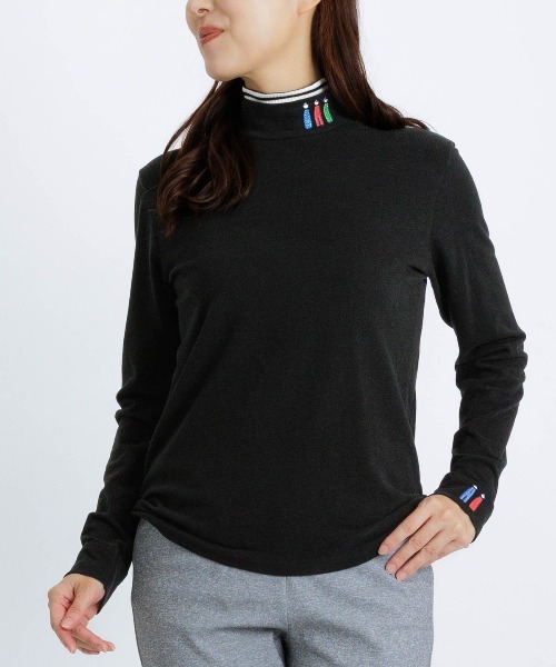 Picone CLUB（ピッコーネクラブ）の「ポイント刺繍保温起毛プルオーバー（Tシャツ/カットソー・レディース・ブラック/ベージュ/ホワイト・L/M/S）」の2枚目の写真