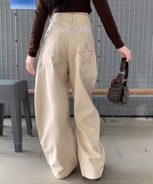 GEMEDA（ジェメダ）の「Y2Kカラフルスター刺繍バギーデニムパンツ（デニムパンツ）」
