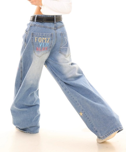 セール】Y2Kカラフルスター刺繍バギーデニムパンツ（デニムパンツ