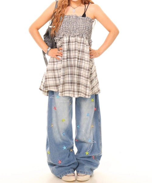 新品タグ付⭐ ビアズリー　総刺繍　デニム　バギーパンツ 新品タグ付⭐ ビアズリー 総刺繍 デニム バギーパンツ - メルカリ