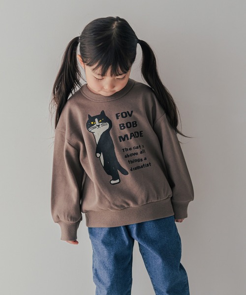 FOV（フォブ）の「FOV/フォブ F/B CAT ビッグトレーナー（スウェット・キッズ・アイボリー/チャコールグレー/アッシュグレー・100cm/110cm/120cm/130cm/90cm）」の3枚目の写真